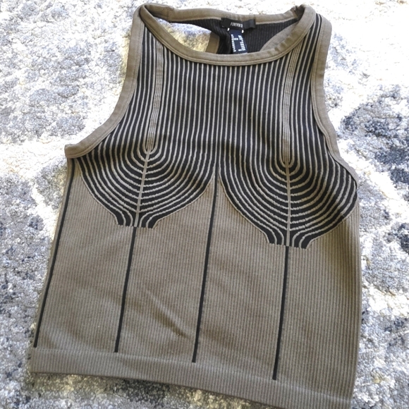 Forever 21 Sleeveless Athletic Top in Olive/brown and Black Style Small - Medium - Picture 1 of 5